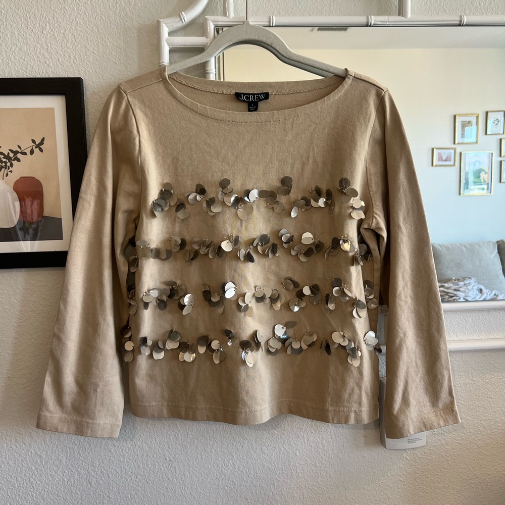 J. Crew Beige Sequin Women's Blouse